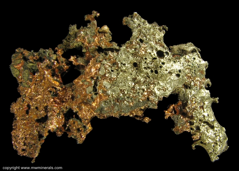 Mineral Specimen: Silver/Copper Halfbreed from Quincy Mine, Quincy Hill, Houghton County, Michigan, USA
