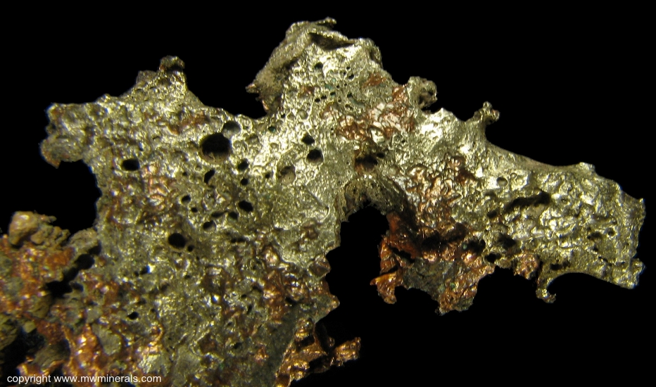 Mineral Specimen: Silver/Copper Halfbreed from Quincy Mine, Quincy Hill, Houghton County, Michigan, USA