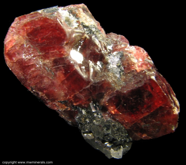 Mineral Specimen: Rhodonite Crystal with Galena and Sphalerite from Broken Hill, Yancowinna Co., New South Wales, Australia