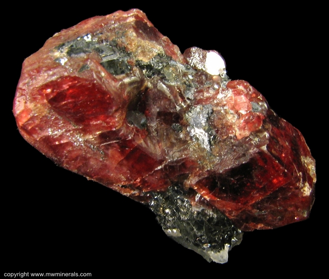 Mineral Specimen: Rhodonite Crystal with Galena and Sphalerite from Broken Hill, Yancowinna Co., New South Wales, Australia