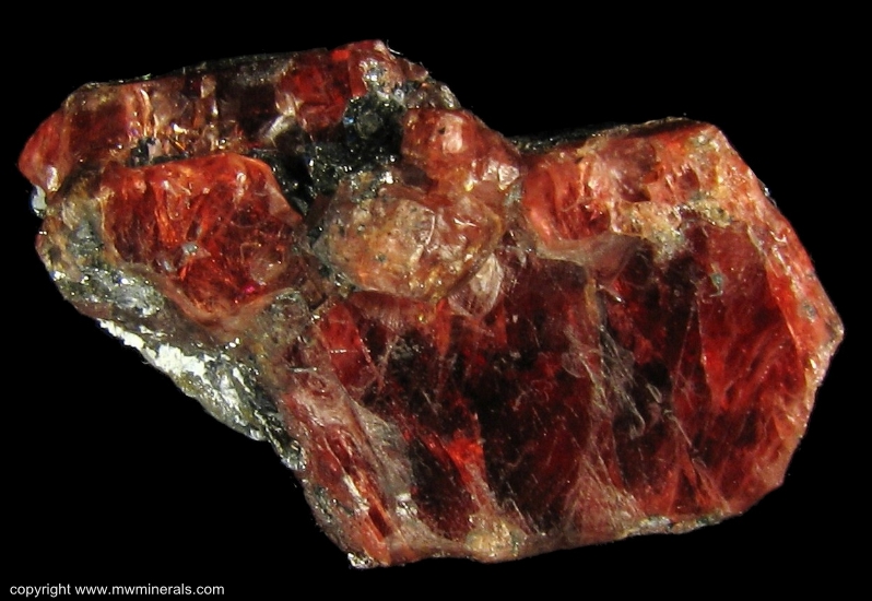 Mineral Specimen: Rhodonite Crystal with Galena and Sphalerite from Broken Hill, Yancowinna Co., New South Wales, Australia