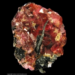 Minerals Specimen: Rhodochrosite with Silver Wire and Acanthite from Uchucchacua Mine, Oyon Province, Lima Department, Peru
