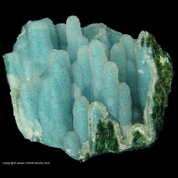 Minerals Specimen: Chalcedony over Chrysocolla over Malachite Stalactites from Ray Mine, Mineral Creek District, Dripping Spring Mountains, Pinal County, Arizona Minerals Specimen: Chalcedony over Chrysocolla over Malachite Stalactites from Ray Mine, Mineral Creek District, Dripping Spring Mountains, Pinal County, Arizona