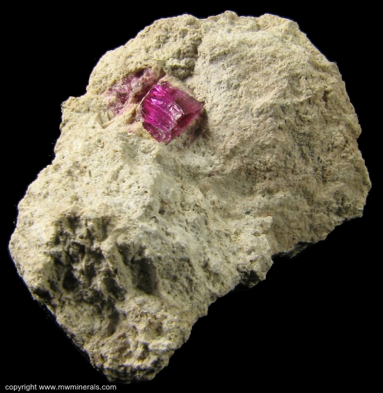 Mineral Specimen: Red Beryl on Rhyolite Matrix from Violet Claims, Wah Wah Mountains, Beaver County, Utah, USA