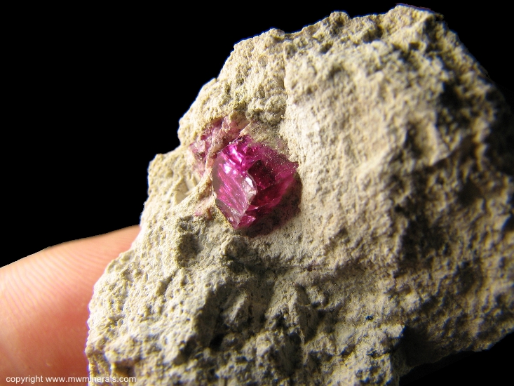 Mineral Specimen: Red Beryl on Rhyolite Matrix from Violet Claims, Wah Wah Mountains, Beaver County, Utah, USA