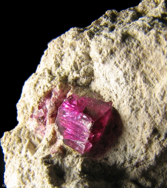 Mineral Specimen: Red Beryl on Rhyolite Matrix from Violet Claims, Wah Wah Mountains, Beaver County, Utah, USA