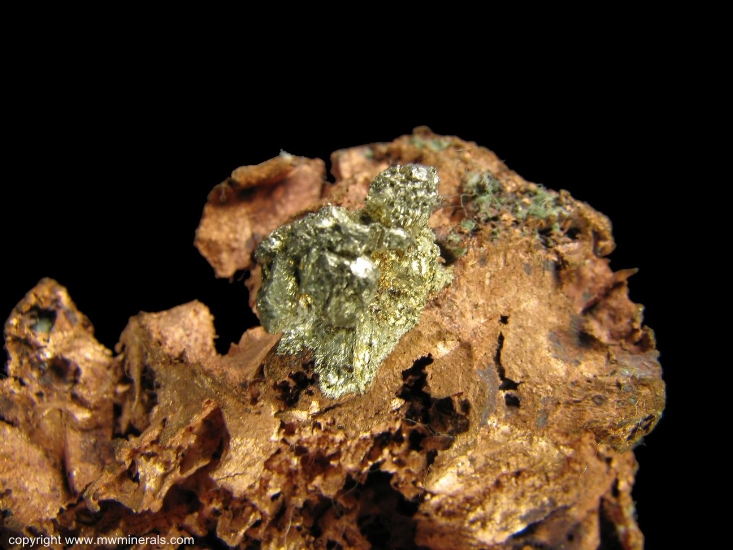 Mineral Specimen: Silver and Copper Halfbreed from Copper Falls Mine, Keweenaw County, Michigan, USA