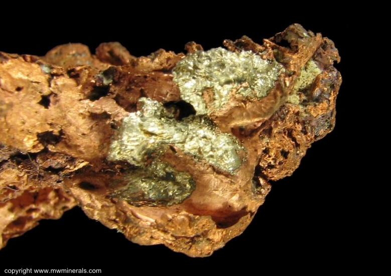 Mineral Specimen: Silver and Copper Halfbreed from Copper Falls Mine, Keweenaw County, Michigan, USA