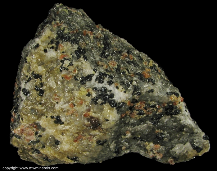 Mineral Specimen: Chondrondite and Spinel in Calcite from Amity, Town of Warwick, Orange Co., New York, USA