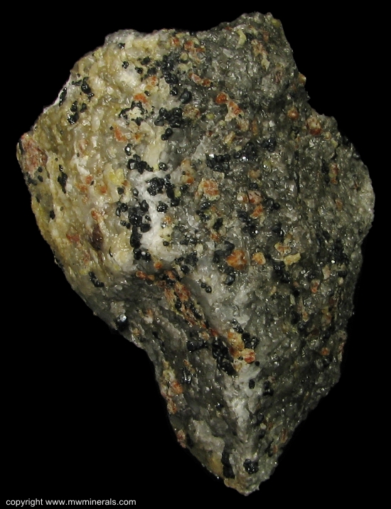 Mineral Specimen: Chondrondite and Spinel in Calcite from Amity, Town of Warwick, Orange Co., New York, USA