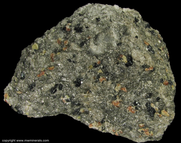 Mineral Specimen: Chondrondite and Spinel in Calcite from Amity, Town of Warwick, Orange Co., New York, USA