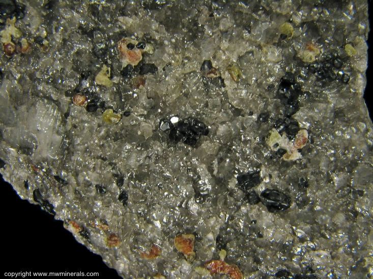 Mineral Specimen: Chondrondite and Spinel in Calcite from Amity, Town of Warwick, Orange Co., New York, USA