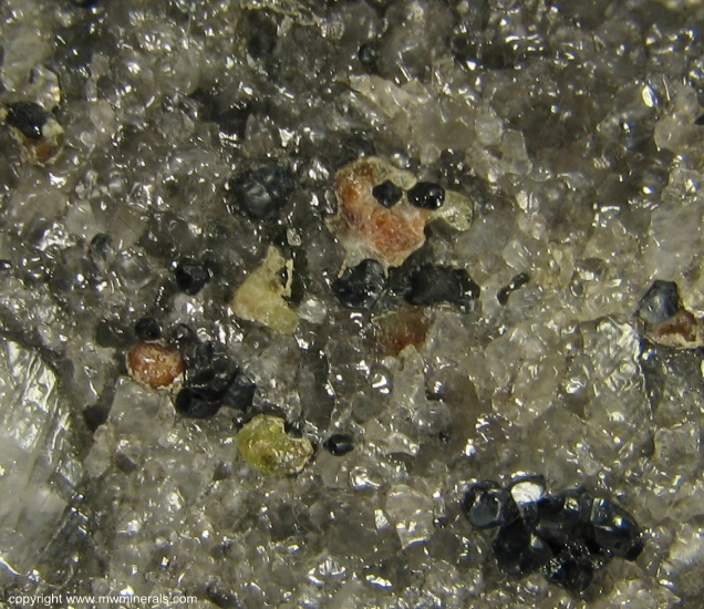 Mineral Specimen: Chondrondite and Spinel in Calcite from Amity, Town of Warwick, Orange Co., New York, USA