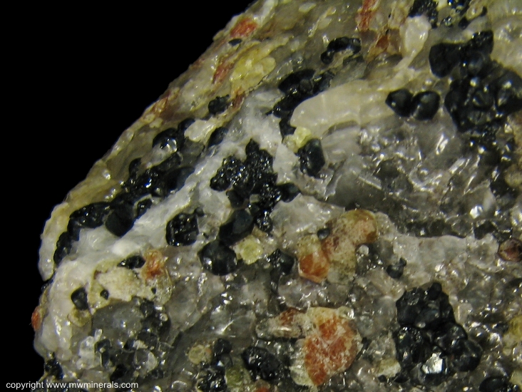 Mineral Specimen: Chondrondite and Spinel in Calcite from Amity, Town of Warwick, Orange Co., New York, USA