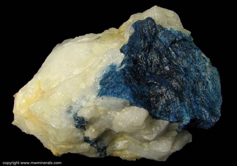 Mineral Specimen: Lazulite in Quartz from Champion Sillimanite Mine, White Mountain, Mono County, California