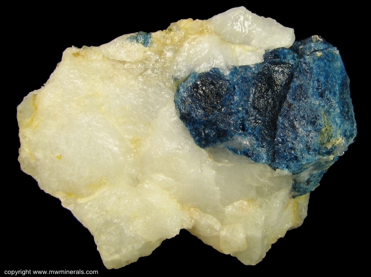 Mineral Specimen: Lazulite in Quartz from Champion Sillimanite Mine, White Mountain, Mono County, California
