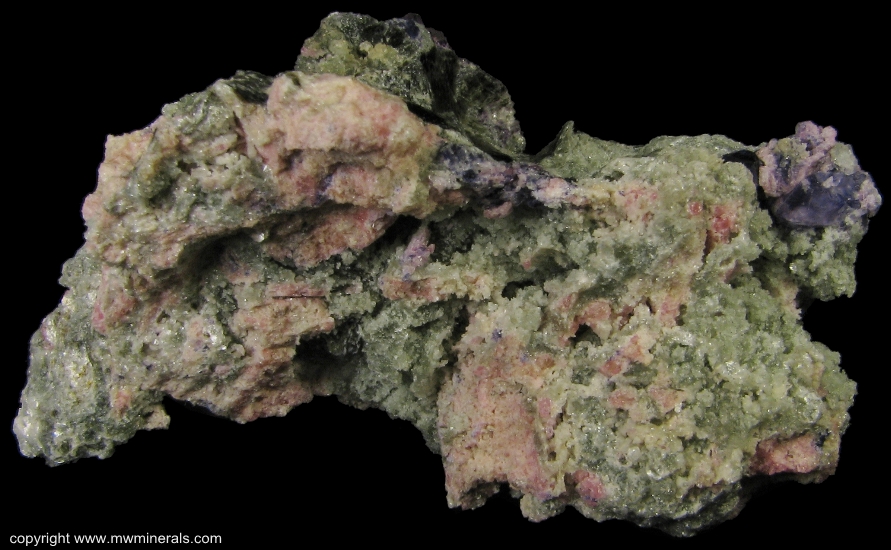 Mineral Specimen: Clinozoisite variety Clinothulite with Fluorite and Phlogopite from White Mountains, Inyo County, California, USA