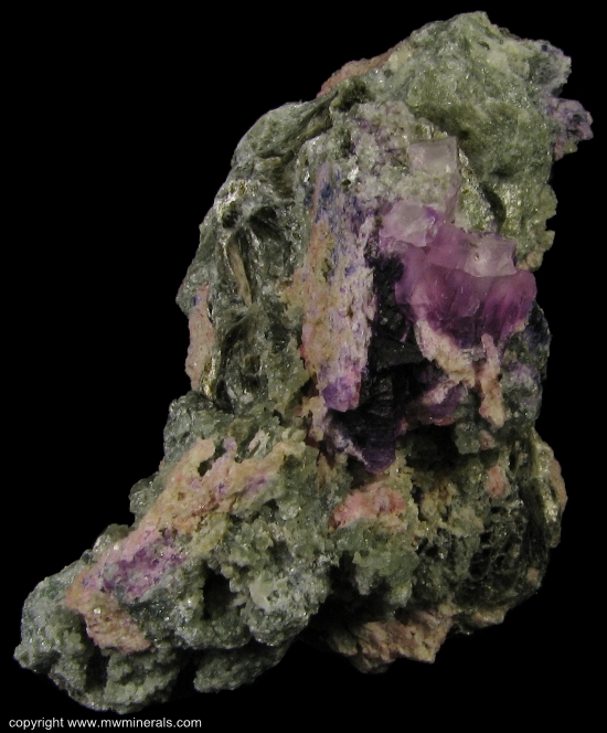 Mineral Specimen: Clinozoisite variety Clinothulite with Fluorite and Phlogopite from White Mountains, Inyo County, California, USA