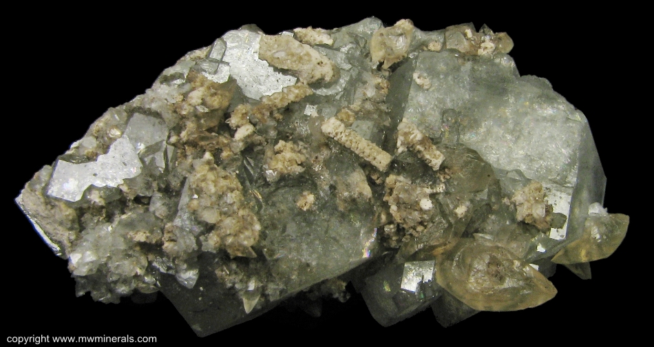 Mineral Specimen: Celestine with Crinoid Stem and Calcite from Findlay Arch, Ohio
