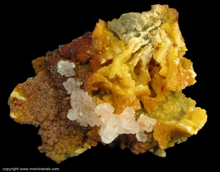 Mineral Specimen: Smithsonite Perimorph of Dolomite with Twinned Calcite from Monte Cristo mine, Rush, Rush Creek District, Marion Co., Arkansas, USA