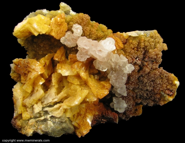Mineral Specimen: Smithsonite Perimorph of Dolomite with Twinned Calcite from Monte Cristo mine, Rush, Rush Creek District, Marion Co., Arkansas, USA